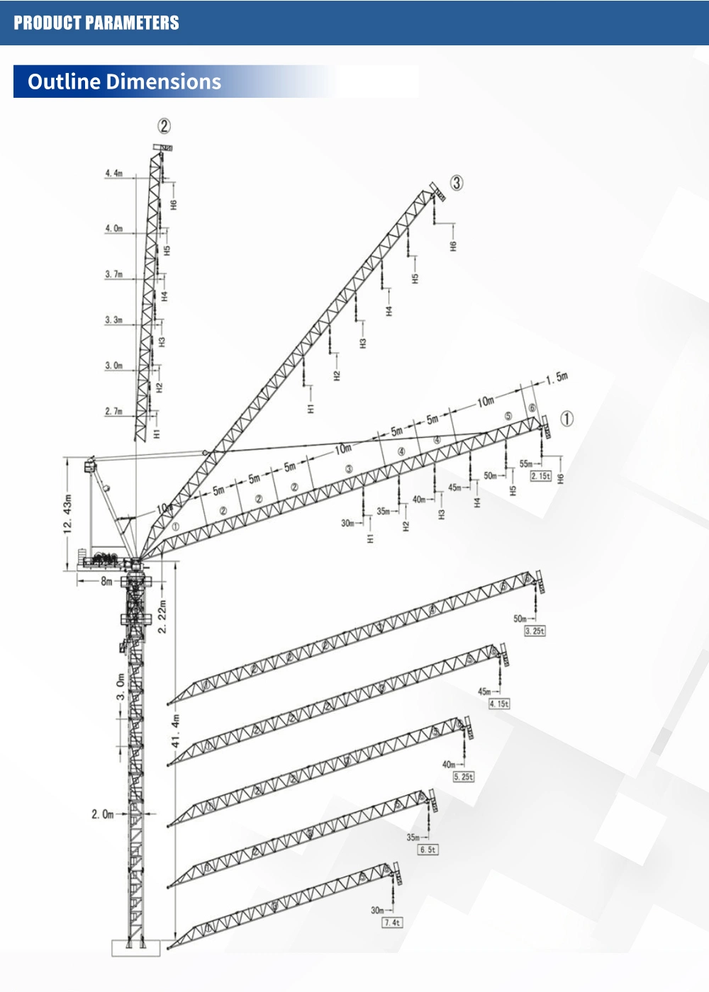 China Dahan Hammerhead Tower Crane 6 Ton Construction Crane Ctl 110 (4015)