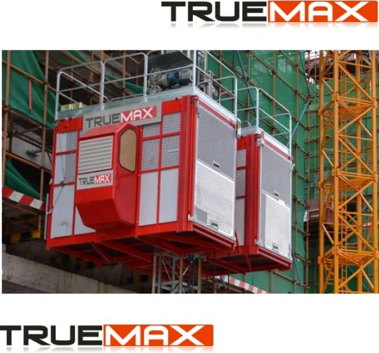 Truemax Doppelkäfig-Personenaufzug mit Schneider-Wechselrichter für den Bau